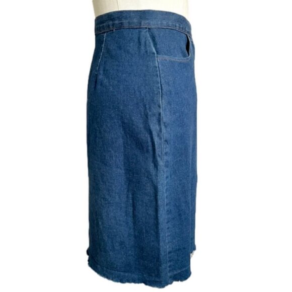 Vintage A-line Denim Knee Length Jean Skirt - S/6 - Picture 3 of 7